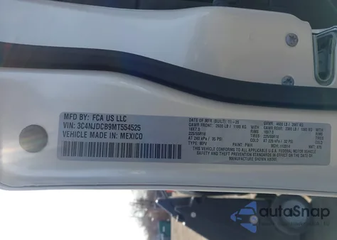 2021 Jeep Compass Limited 4X4 z USA, uszkodzony, nr VIN 3C4NJDCB9MT554525